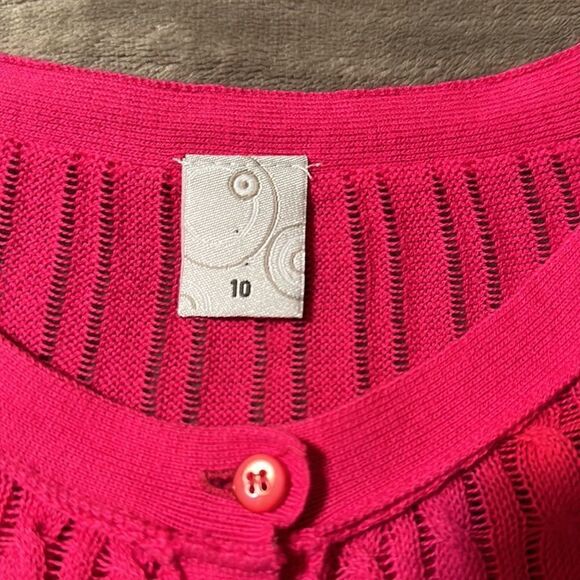 Target 8 Fuchsia Pink Crewneck Cable Knit Lightweight Quart Sl Pullover Sweater - Picture 9 of 10